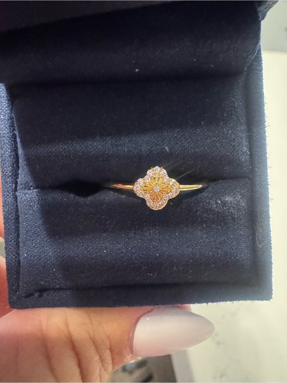 Yello gold plated over sterling silver clover ring
